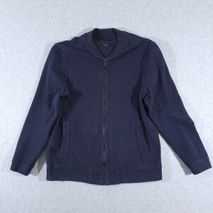 Massimo Dutti Sweater Mens Medium Navy Full Zip Mock Neck Waffle Knit Cardigan